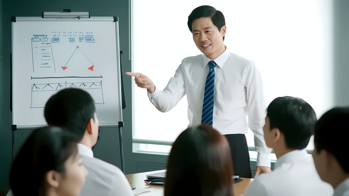 高管商人演示白板的摄影版权图片下载 高管商人演示白板的摄影版权图片下载