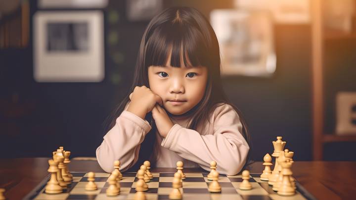 下棋的可爱女孩高清图版权图片下载 下棋的可爱女孩高清图版权图片下载