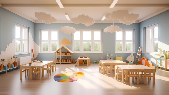 幼儿园童趣舒适教室明亮照片版权图片下载 幼儿园童趣舒适教室明亮照片版权图片下载
