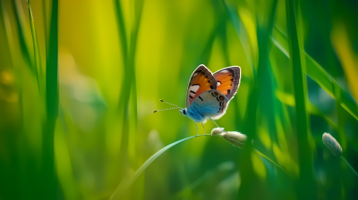缤纷草地上的彩蝶摄影图