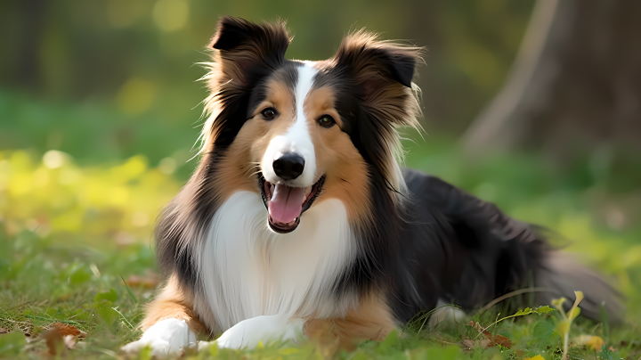 牧羊犬在绿草地上张嘴版权图片下载 牧羊犬在绿草地上张嘴版权图片下载