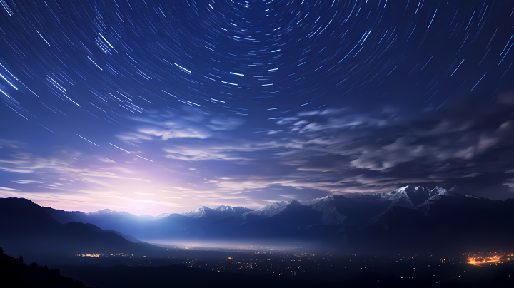 紫蓝星光山景摄影版权图片下载