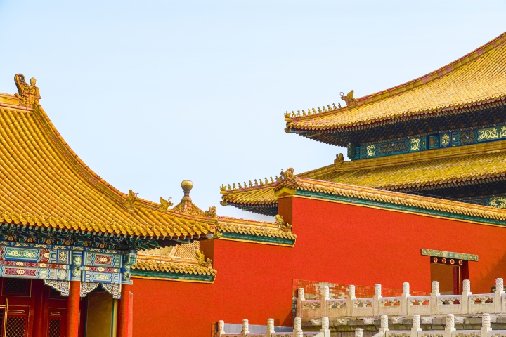 古代古风建筑红色城墙横图版权图片下载