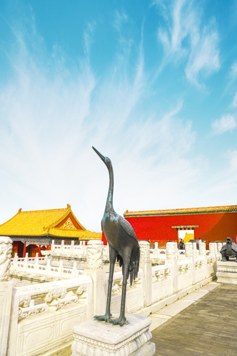 古代古风建筑仙鹤高清竖图版权图片下载 古代古风建筑仙鹤高清竖图版权图片下载