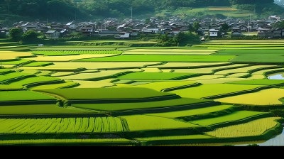 自然风光中的稻田美景摄影图