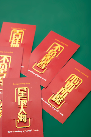 红色红包样式书签图