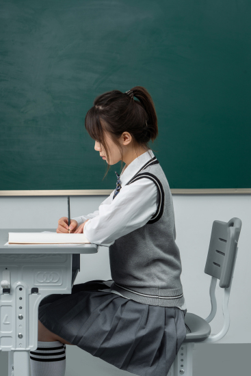 坐姿笔直的女生正在上课实拍图 坐姿笔直的女生正在上课实拍图