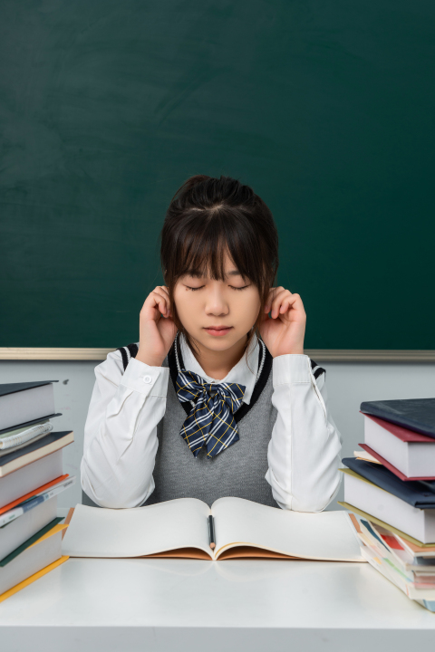 做完作业休息的女高中生高清图版权图片下载 做完作业休息的女高中生高清图版权图片下载