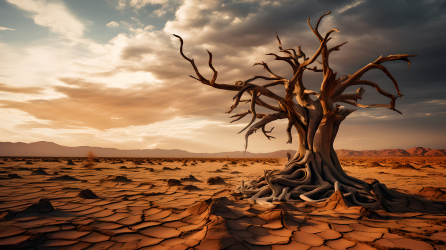 沙漠中的枯树高清图