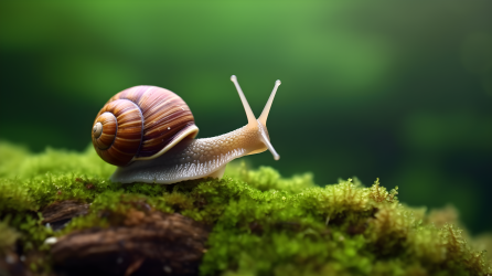 静谧园林中的蜗牛摄影图