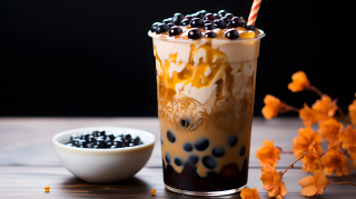 冰冷甜蜜,黑色珍珠奶茶摄影图片