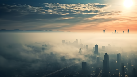 城市雾霾实拍摄影图片