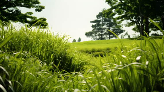 绿茵如茵的美丽草坪摄影图