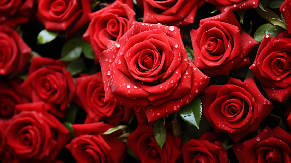 红色玫瑰花俯拍摄影图