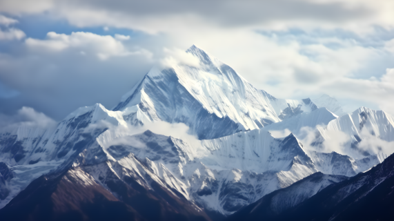 喜马拉雅之巅的白雪壮景摄影图片