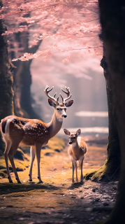 森林中的梅花鹿摄影图