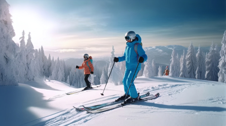 冬日户外活动滑雪乐趣摄影图