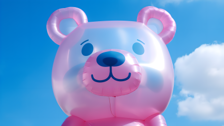 创意气球粉色熊熊摄影图片