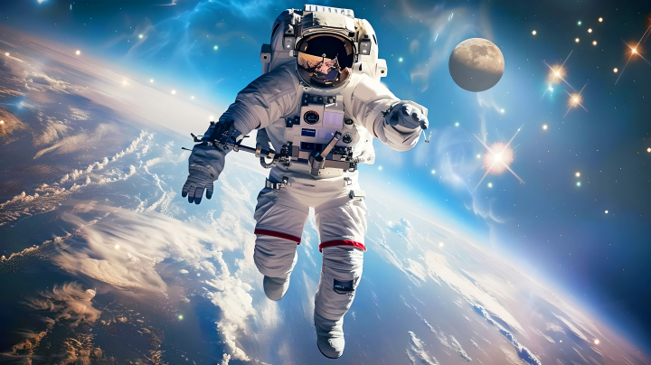 宇航员漂浮在太空中版权图片下载