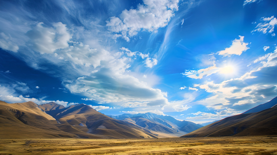 新疆蓝天白云美景图片