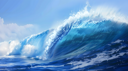 海洋汹涌蓝色巨浪图片