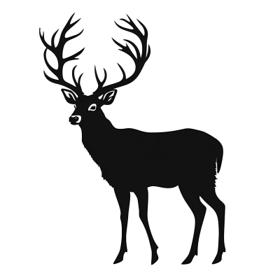 透明背景黑色鹿剪影PNG图素材
