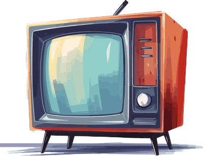 透明背景的复古电视机高清插画设计素材