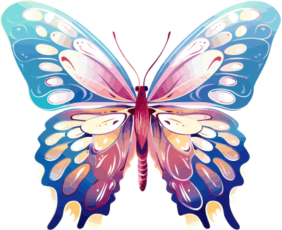 蝴蝶矢量粉彩扁平插画透明白底素材