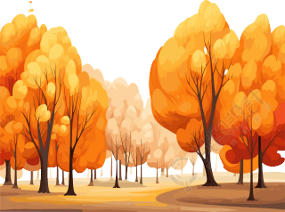 秋季风景水彩树PNG元素