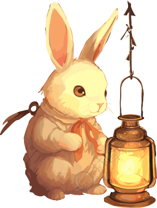 兔子与灯笼的透明插画