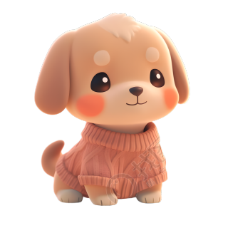 穿毛衣的可爱狗狗3D光泽粘土素材