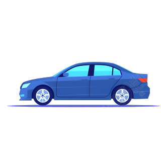 简洁扁平插图蓝色汽车设计素材