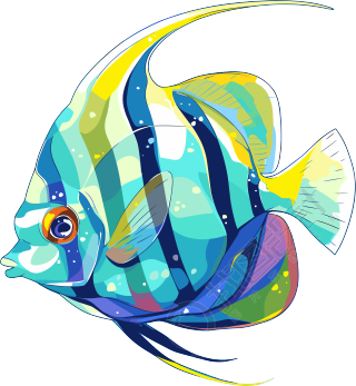 海洋鱼类简洁插画