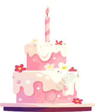 粉色生日蛋糕插图