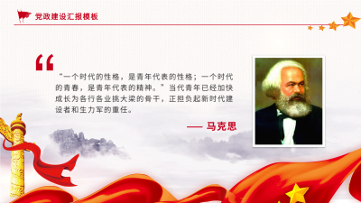 新时代共青团红色党政通用PPT模板内页