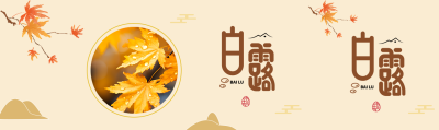 黄色露珠枫叶实景白露节气公众号封面图