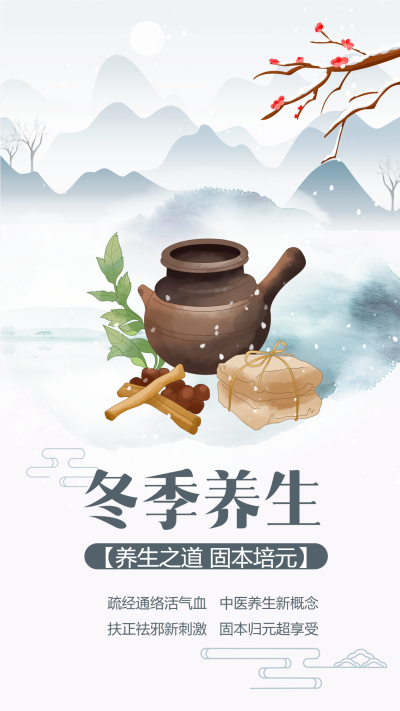 中医冬季养生新概念手机海报