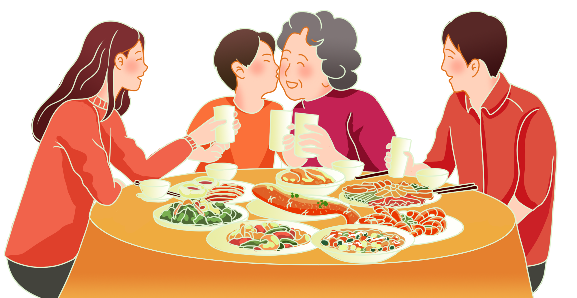年夜饭插画图片制作方法！