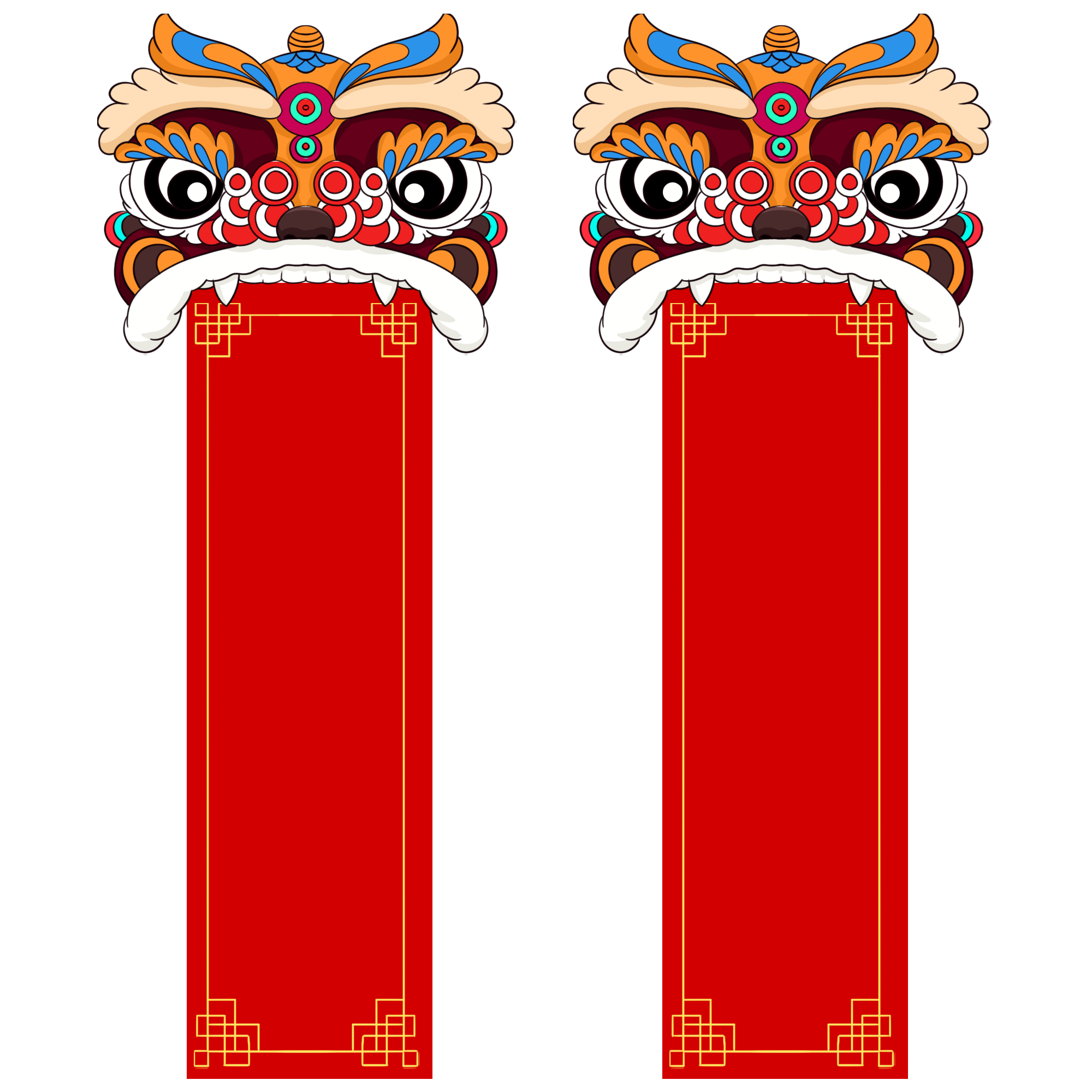 狮头对联图片素材高清创作方法!快速制作技巧!