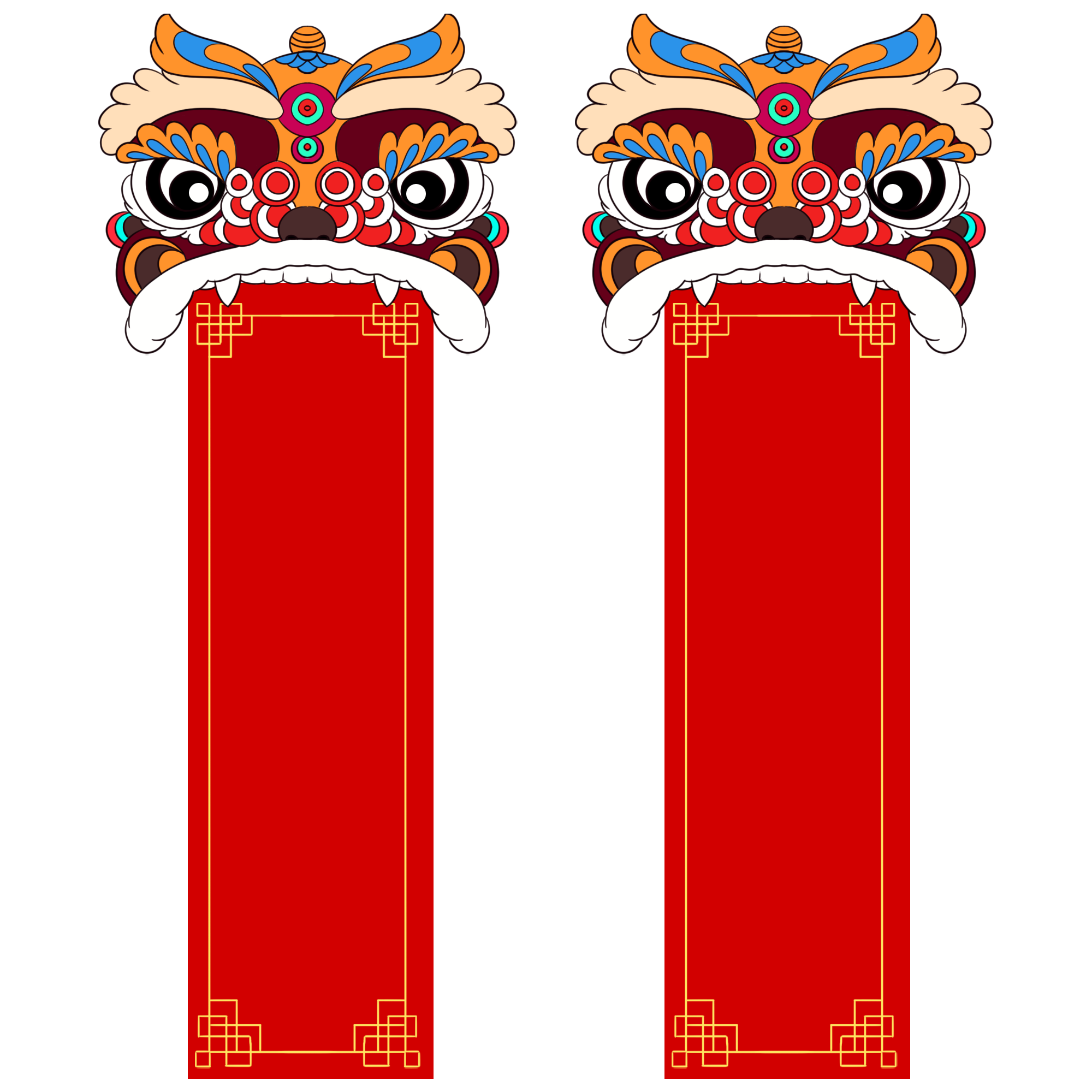 狮头对联图片素材高清创作方法!快速制作技巧!