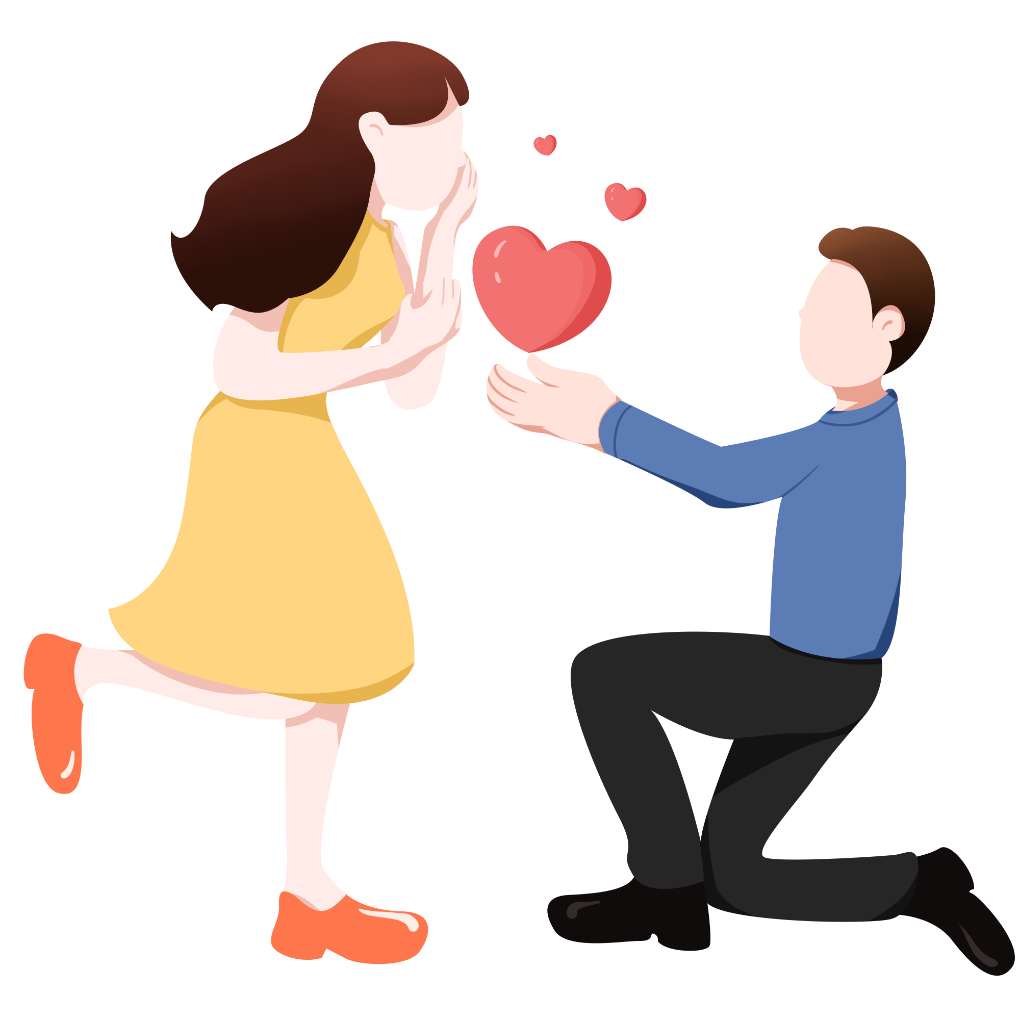 情侣图片插画一对如何绘制?