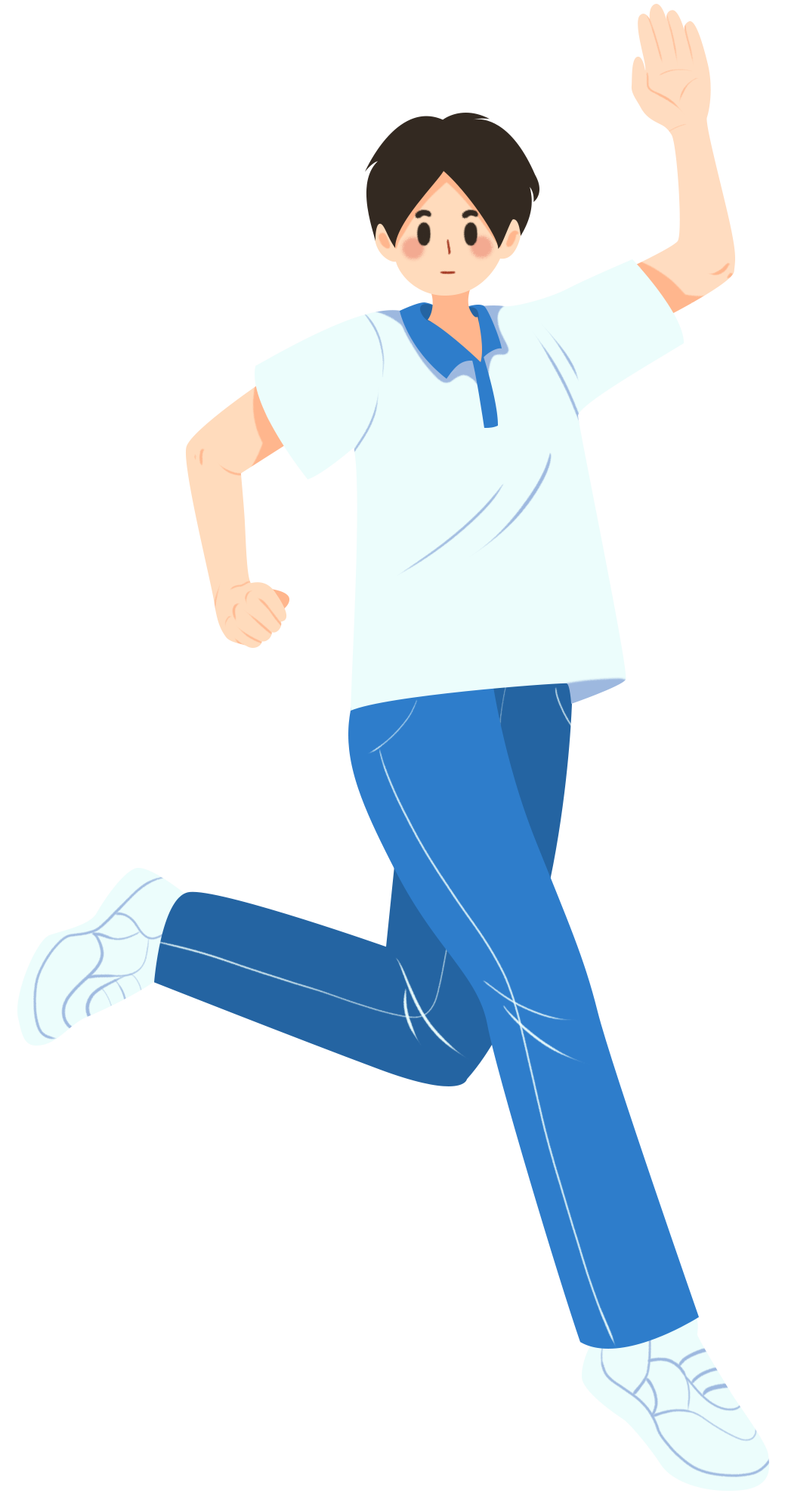 招手男孩插画图片如何画?