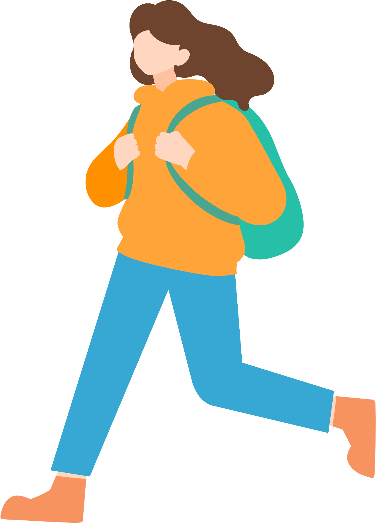 背包跑女孩插画制作步骤!