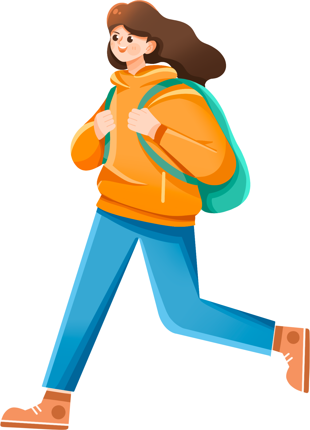 背包跑女孩插画制作步骤!