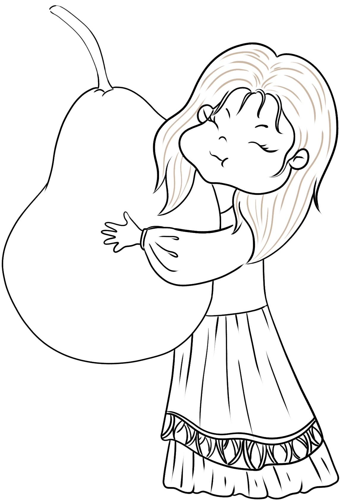 小孩抱梨插画图片如何画?