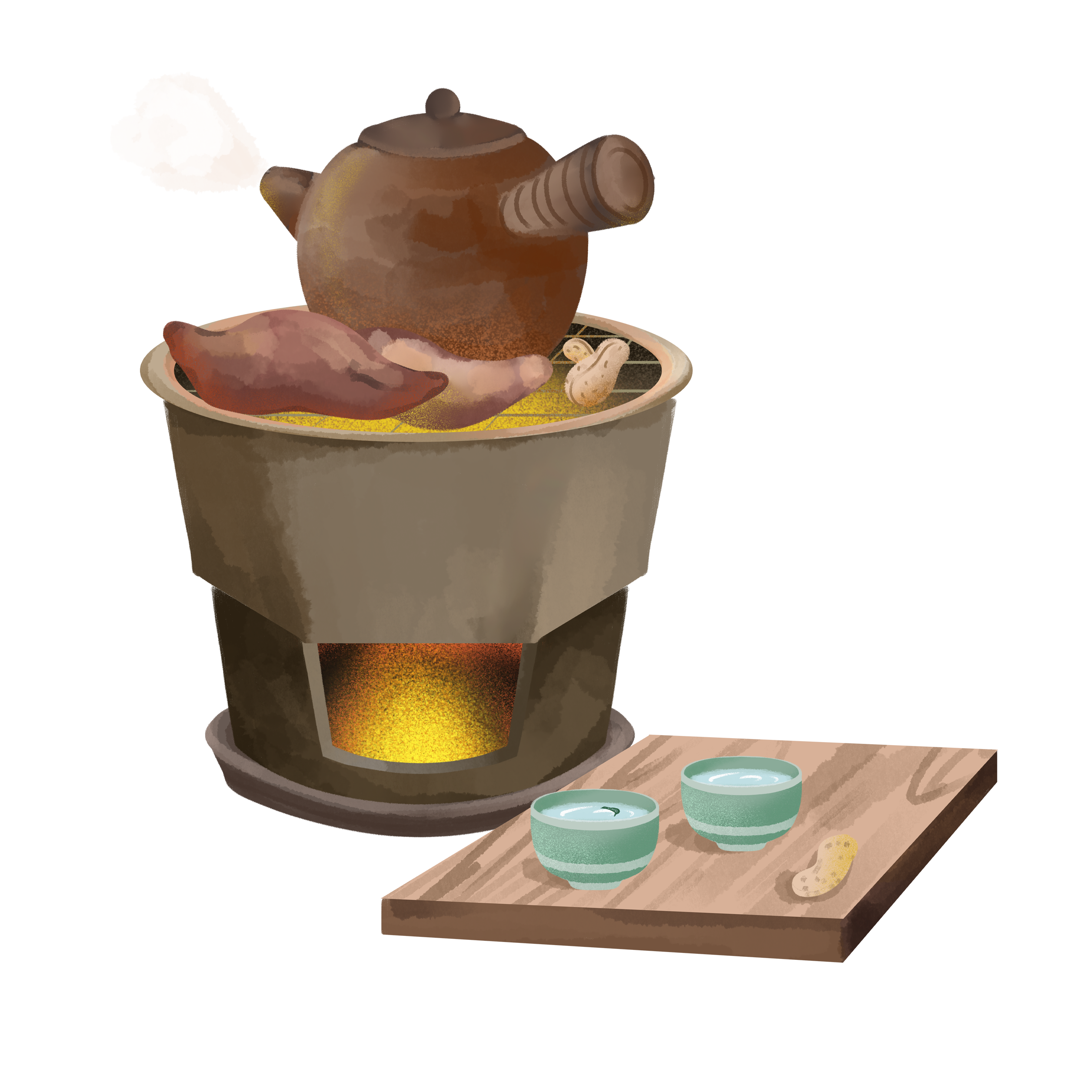 围炉煮茶插画手绘制作技巧