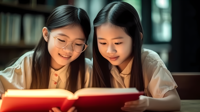 可爱女孩读书风格摄影图片