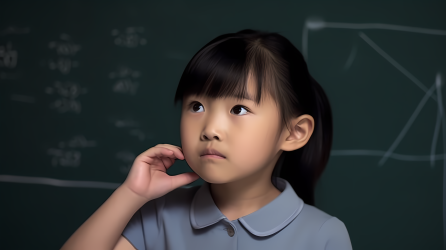 亚洲小女孩思考问题的场景