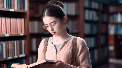 图书馆读书的女孩