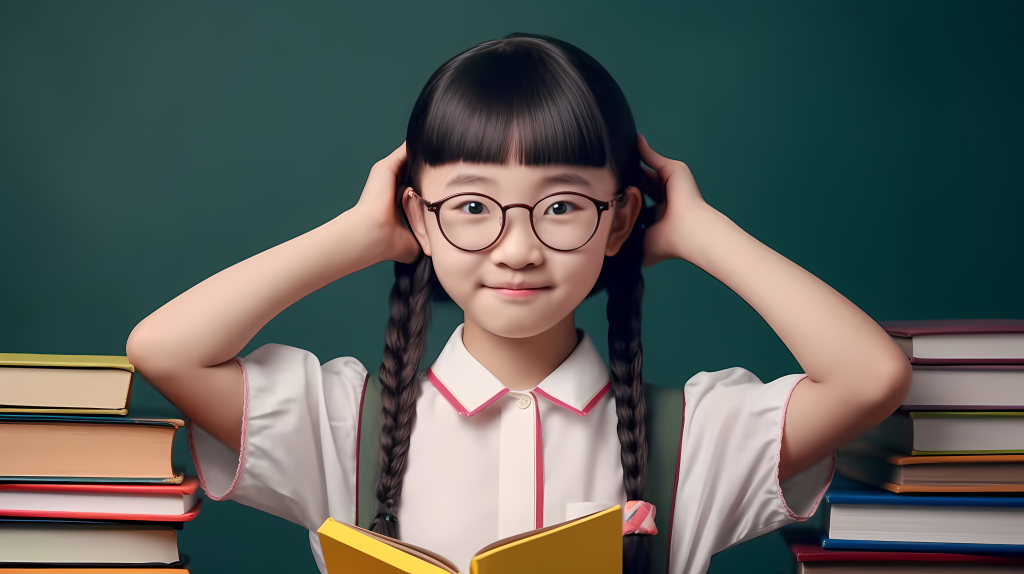 眼镜少女书香气十足摄影图